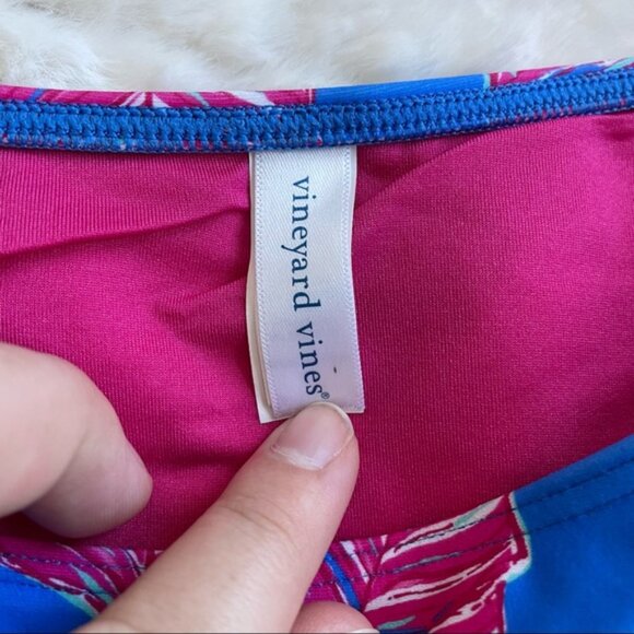 Vineyard Vines | Pink and Navy Palm Classic Bikini Bottoms | Size Medium - Picture 3 of 8